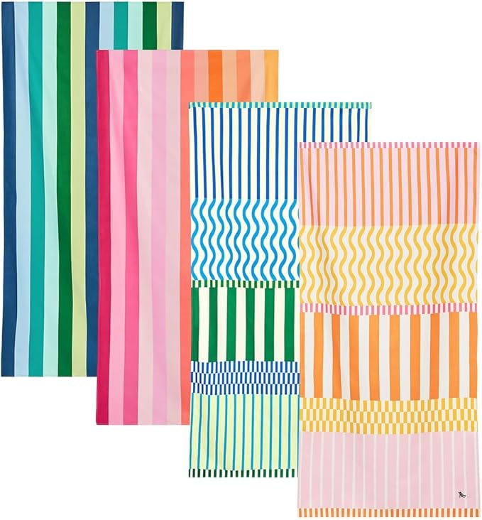 Dock & Bay Beach Towel - Quick Dry, Sand Free - Compact, Lightweight - 100% Recycled - Includes Bag - Sunset Boulevard - Set of 4 - Large (160x90cm, 63x35)