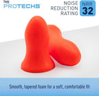 Flents Protechs Foam Ear Plugs, Contoured for Comfort, Ideal for Work with Loud Noise, Heavy Machinery, Construction, Studying & Traveling, NRR 32, Orange, Easy to Use, 100 Pair