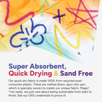 Dock & Bay Beach Towel - Quick Dry, Sand Free - Compact, Lightweight - 100% Recycled - Includes Bag - Sand to Streets - Large (160x90cm, 63x35)