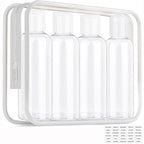 Moonlik Clear Toiletry Travel Bottles, 3.4oz/100ml TSA Approved Empty Containers with Toiletry Bag - Cosmetic Kit with Labels for Shampoo, Conditioner, Lotion, and Airplane Accessories(4Pack, White)