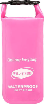 Waterproof First Aid Kit Roll Top Boat Emergency Kit with Waterproof Contents for Fishing Kayaking Boating Swimming Camping Rafting Beach Pink