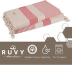 Ruvy Home Basics 2 Pack Turkish Beach Towels – Oversized Quick-Dry Bath Towels (40 x 72 Inches) – 100% Cotton Large Towels for Pool, Yoga, Travel, Camping Essentials, and Bathroom Decor - Coral