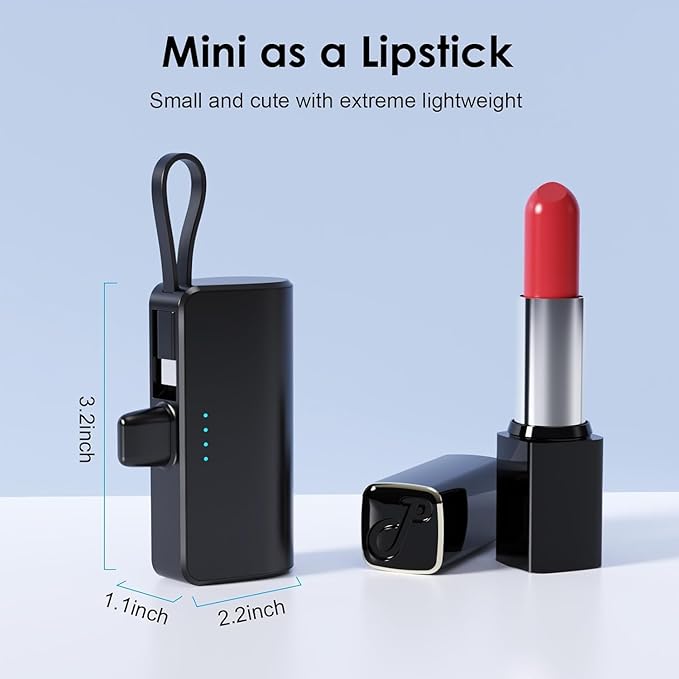 Feob [2 Pack] Mini Portable Charger 5200mAh,Ultra-Compact PD Fast Charging Power Bank,LCD Display Cute Battery Pack Backup Charger Compatible with with iPhone 14/14 Pro Max/13/13 Pro/12/XR/8/7/6
