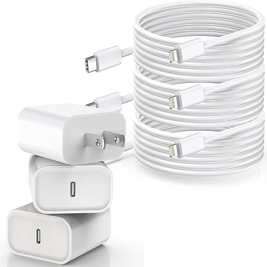 [Apple MFi Certified]Long iPhone Fast Charging Cable,3Pack 20W Phone Charger USB C Charger Block Plug+6Foot Type C to Lightning Cord for iPhone 14/Pro/Pro Max/Plus/13/12/11/XS/XR/X/SE2022/iPad/AirPods