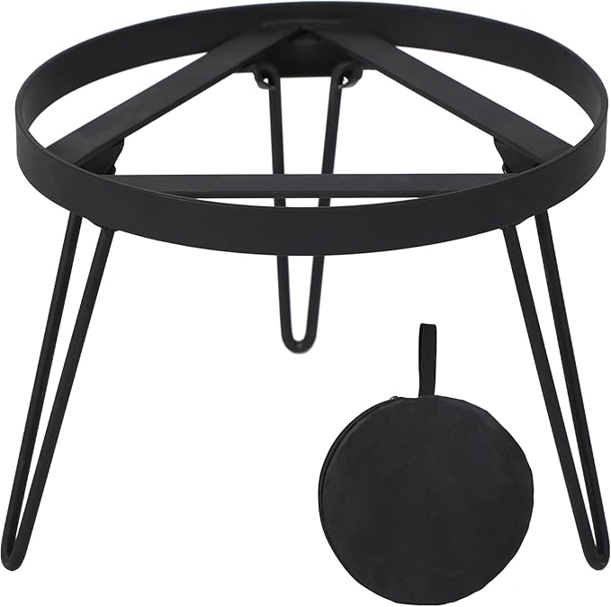 Lineslife Folding Campfire Tripod for Cooking, Portable Camping Tripod Stand for Solo Stove Bonfire Fire Pit, Dutch Oven, Open Fire, Iron Black