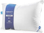 Continental Bedding | Serenity Goose Down Pillow | 700 Fill Power Hungarian White Down | 400TC Cotton Damask Shell | Made in USA | Queen,Soft