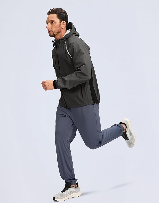 Men's Cycling Rain Jackets Waterproof Running Bike Windbreaker Lightweight Packable Hooded Jacket