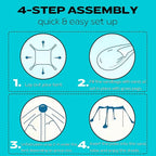 Beach Tent Sun Shelter 10 x 10ft, with 4 Aluminum Poles, Includes Sand Shovel, Ground Pegs and Carry Bag, Outdoor Pop Up Beach Shade Canopy for Camping, Fishing, Backyard Fun or Picnics