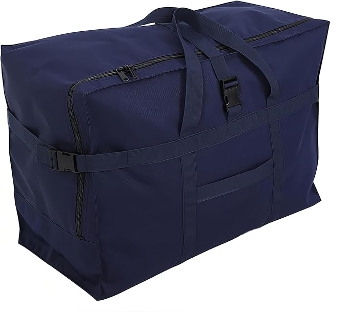Large Duffel Bag, Waterproof Carry on Weekend Overnight Storage Bag over Luggage for Airline, Travel, Camping, Moving