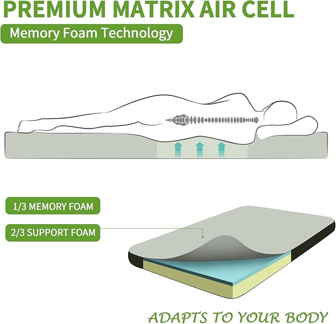 Memory Foam Camping Mattress Pad, Portable Sleeping Pad Roll Up Travel Mattress Waterproof Foldable Floor Cot Mattress Guest Bed for Sleepover