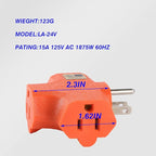 3 Outlet Adapter 3 Way Outlet Splitter - 3 T-Shaped Adapter Outdoor Power Splitter Grounded Wall Tap Adapter Heavy Duty (3, Orange), Lighting Apparatus