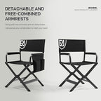 EVER ADVANCED Aluminum Lightweight Directors Chair Foldable, Folding Studio Movie Chairs Camping Event Vendor Chair, 19" Seat Height Black Fabric/Grey Frame, Support 350lbs