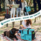 PetAmi Dog Travel Bag, Travel Pet Bag Organizer, Dog Food Travel Bag with Container Collapsible Bowls, Pet Travel Supplies Gift Accessories for Weekend Camping, Puppy Cat Diaper Bag, Teal Blue Large