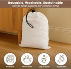 LFH Cotton Rich Shoe Storage Bags with Drawstring, Dustproof Breathable Reusable Organizer, Perfect For Travel, Dorm, Hotel, College, Gym, Easy to Carry, Machine Washable 12"x17" (Pack of 2) - White