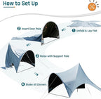 Large Blackout Camping Tarp with Poles Waterproof Shade Canopy Tent Tarp Butterfly-Designed Shelter for Outdoor Camping Backyard - Included Guy Lines & Luminous Tent Stakes (Gray)