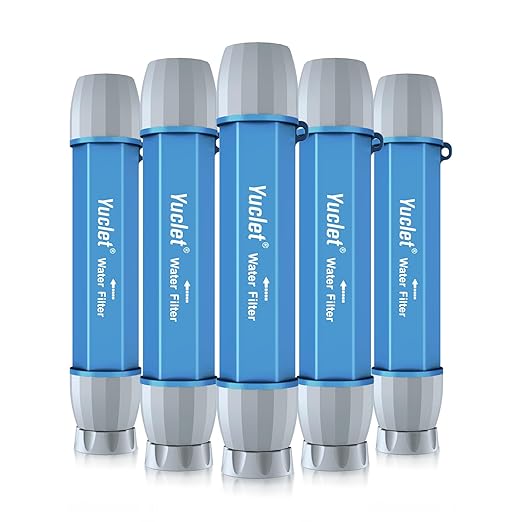 5 Pack Personal Water Filter Straw for Drinking Survival, 0.1-Micron Portable Water Purifier Straw Filters for Camping, Hiking, Travel, Backpacking & Emergency Preparedness