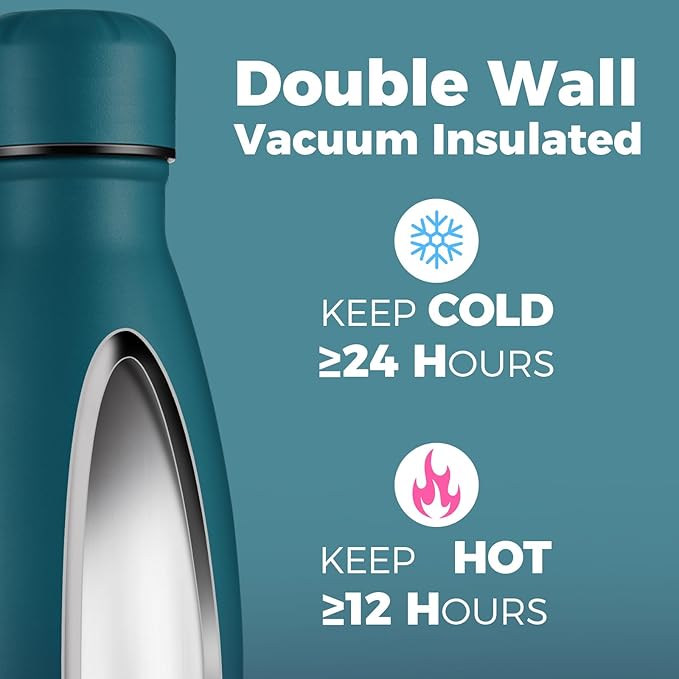 Volhoply 25oz Insulated Water Bottle 1/2/4 Pack, Double Wall Stainless Steel Vacuum Bottles, Keeps Cold & Hot, BPA Free Leak Proof Bottles (Dark Night,1 Pack)