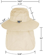Sun Hats for Men Women Fishing Hat UPF 50+ Breathable Wide Brim Bucket Hats Summer UV Protection Safari Hat with Neck Flap