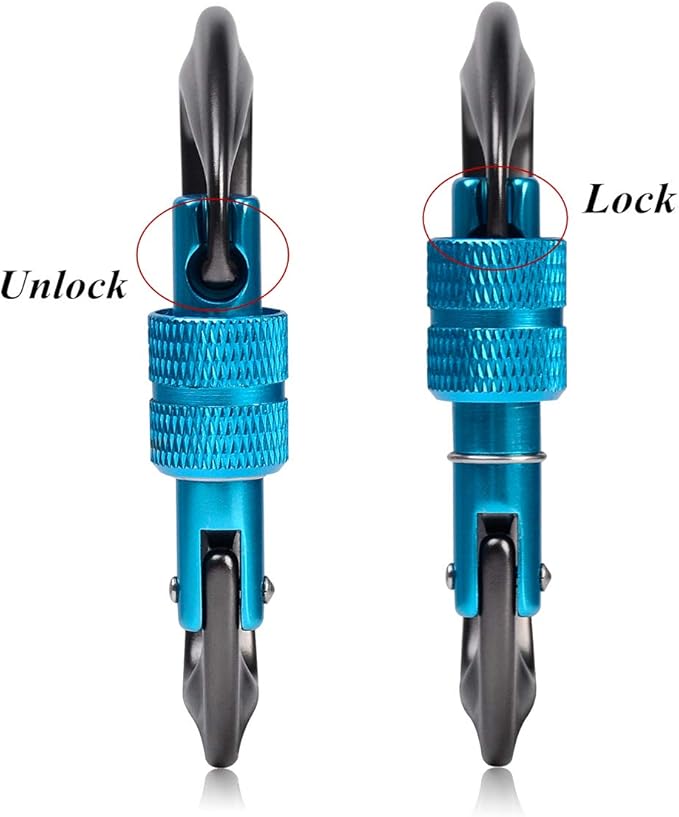 STURME Carabiner Clip 12KN Aluminium Wiregate Lightweight Heavy Duty Large Strong Durable D-Ring Hooks Spring Snap Link Keychain Clips Set for Hammock Improved Design 2022