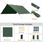 FREE SOLDIER Camping Tarp Waterproof Portable Multifunctional Outdoor Traveling Awning Backpacking Shelter Rain Tarp (Lake Green 10×10.5ft)