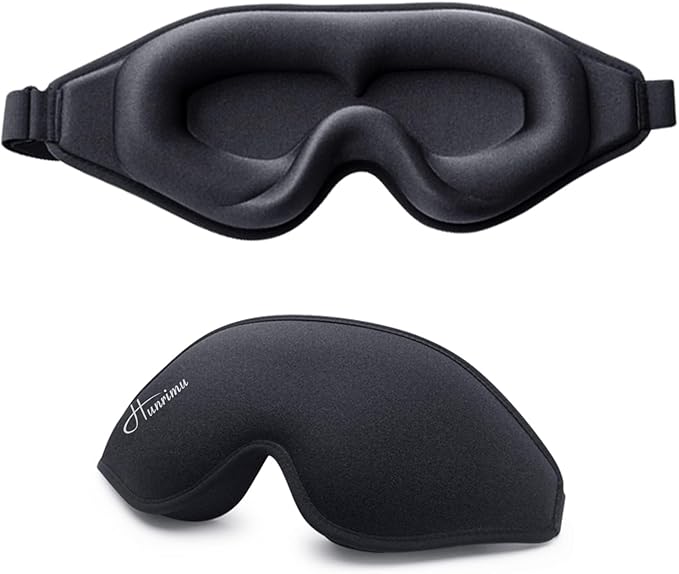 Sleep Eye Mask for Women Men, Soft and Comfortable Night Eye Mask for Sleeping, 3D Blockout Eye Cover for Travel, Blindfold with Adjustable Strap (Black)