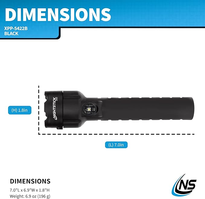 Nightstick XPP-5422B 3 AA Intrinsically Safe Permissible Dual-Light Flashlight, Black