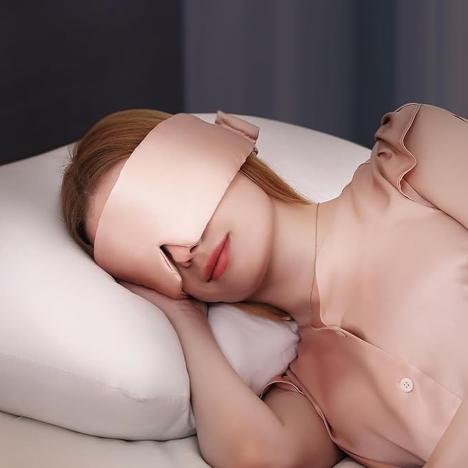 Mulberry Silk Sleep Mask – 100% Silk Sleep Masks for Women, Anti-Wrinkle, Light Blocking Eye Cover, Adjustable for Travel & Beauty(Pink)