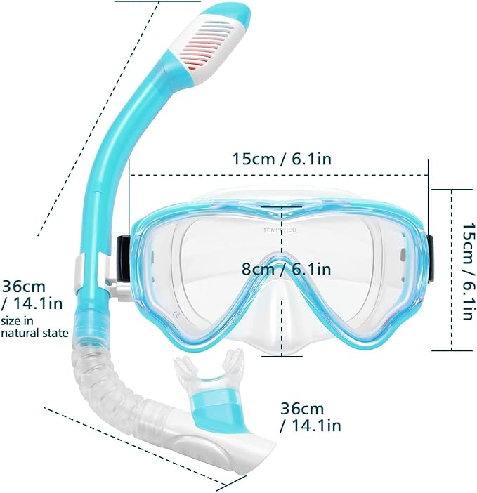 Snorkeling Set for Kids, Full Dry Snorkeling Mask Set for Adults, Anti-Fog Protection, Unisex,HD Panoramic View, Snorkeling Gear for Kids 4-14 Age