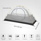 Bessport Camping Tent 1/2 Person Tent Waterproof Two Doors Backpacking Tent Easy Setup Lightweight for Outdoor, Hiking Mountaineering Travel