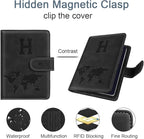 Passport Holder Wallet Cover Personalized Letter A-Z Travel Wallet RFID Blocking Passport Cover Wallet Case for Travel Passport Book Holders for Women and Men, Black-H