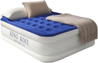 King Koil Full Size Premium Air Mattress with Built-in Pump for Home, Camping & Guests, 16" Inflatable Airbed Double High Adjustable Blow Up Mattress, Durable - Portable and Waterproof