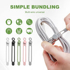 12PC Data Cable Organizer, 2026 Upgrade Silicone Cable Ties Reusable Cable Management Organizers, Multipurpose Elastic Cord Organizer for Fastening and Bundling Cable Cords Wires (12PC)