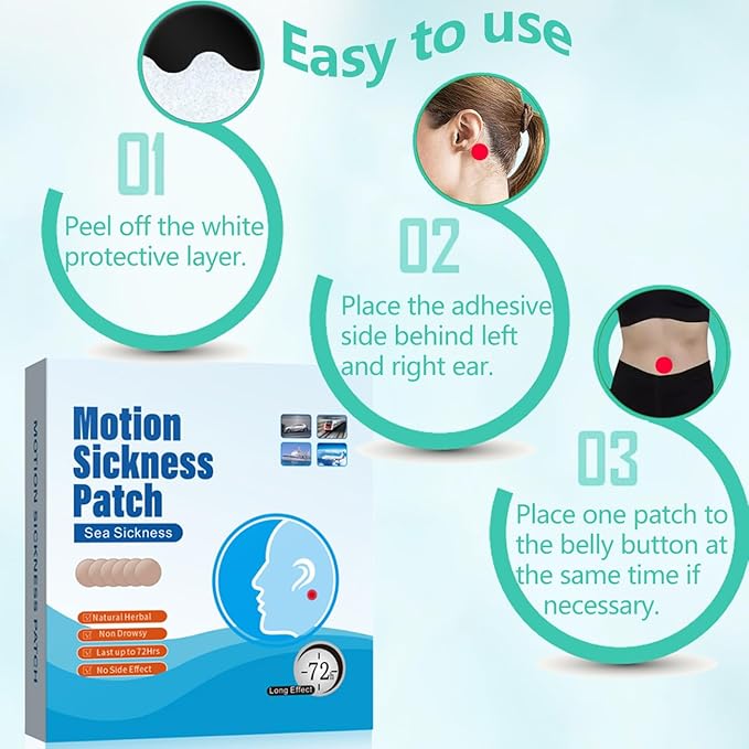 Motion Sickness Patches for Cruise 14PCS - Motion & Sea Sickness Patches Non drowsy Behind Ear for Adults and Kids - for Dizziness NauseaandVertigo.