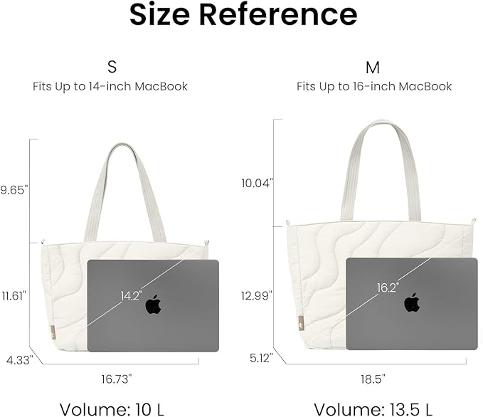 tomtoc 16-inch Puffy Laptop Tote Bag for Women 13.5L, Lightweight Puffer Work Tote with Padded Laptop Compartment for 15/16-inch MacBook, Large Capacity Tote Bag for Office, Business, Daily Essentials