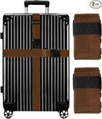 Luggage Straps for Suitcases TSA Approved-2 Pack Bright Personalized Luggage Belt Strap for Suitcase/Carry On Bag Luggage Accessories for Travel (Brown)