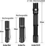 ThruNite LED Flashlight Neutral White, Archer 2A V3 450 Lumens Portable EDC AA Flashlight with Lanyard, IPX8 Water-Resistant Dual Switch Outdoor Light for Hiking, Camping, Everyday Use - Black NW