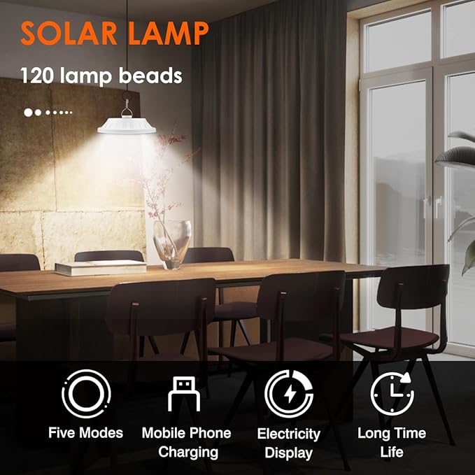 Solar Camping Lanterns Remote Tent Light - 4000LM Portable LED Camping Light Hanging Waterproof USB Rechargeable Lantern for Camping, Hiking, Power Failure, Hurricane (120 LEDs)