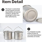 1100ml Titanium Camping Pot with Lid & Bail Handle, Lightweight Backpacking Cookware for Outdoor Hiking Cooking, Ultralight Titanium Cook Pot for Campfire Use