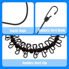 2 Pack Camping Clothesline Portable 12 Clothespins, Black Camping Accessories Travel Clothesline for Outdoor Indoor, Retractable Clothes Line Elastic Clothesline for Camper Hotel Room