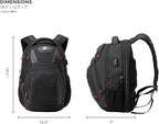 Swissdigital Design Travel Backpack for men, TSA Friendly USB Charging RFID Protection Business Backpack Fits 15.6" Laptops Black | J14-BR