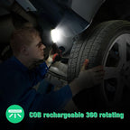 Honoson 4 Pieces LED Work Light Cob Rechargeable Work Flashlight with Magnetic Base, Hanging Hook and 360° Rotate 5 Modes Portable LED Flashlight for Car Repair, Household and Outdoor(Small)