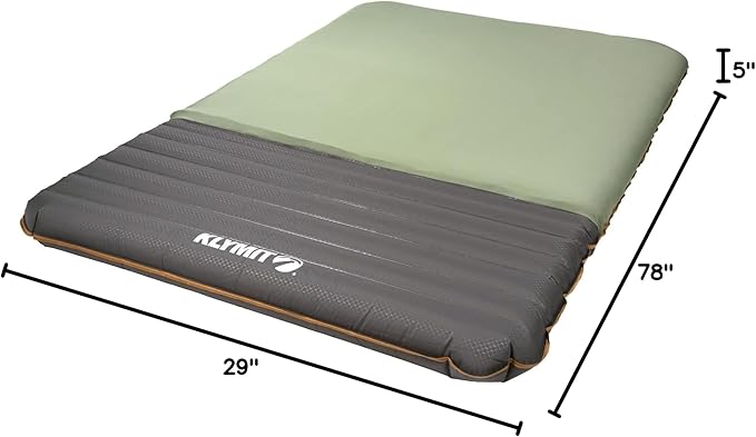 Klymit Klymaloft Extra Large Inflatable Air Bed, Sleeping Pad, Compact, Portable, Inflatable, Supportive, Hybrid, Airplane, Camping, Backpacking, Hammock, Pillow, Grey