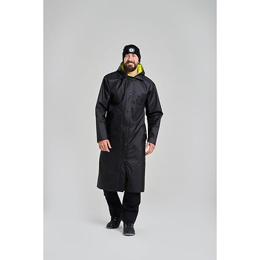 Portwest UH447 Waterproof Reversible Raincoat Hi Vis Reflective Long Safety Rain Jacket Yellow/Black, Medium