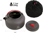 REDCAMP 1.4L Medium Outdoor Camping Kettle, Aluminum Water Pot with Carrying Bag, Compact Lightweight Tea Kettle