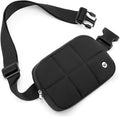WESTBRONCO Puffer Fanny Packs for Women Quilted Nylon Waterproof Belt Bag with 2 Zipper, Puffy Crossbody Bag with Adjustable Strap, 1L Waist Bag for Travel Daily