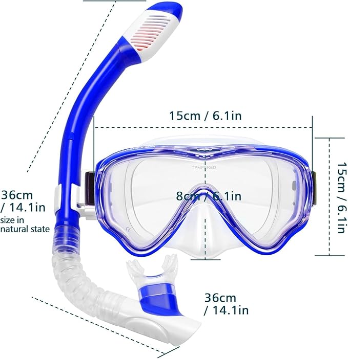 Snorkeling Set for Kids, Full Dry Snorkeling Mask Set for Adults, Anti-Fog Protection, Unisex,HD Panoramic View, Snorkeling Gear for Kids 4-14 Age