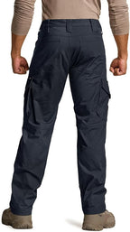 CQR Men's Flex Ripstop Tactical Pants, Water Resistant Stretch Cargo Pants, Lightweight EDC Hiking Work Pants