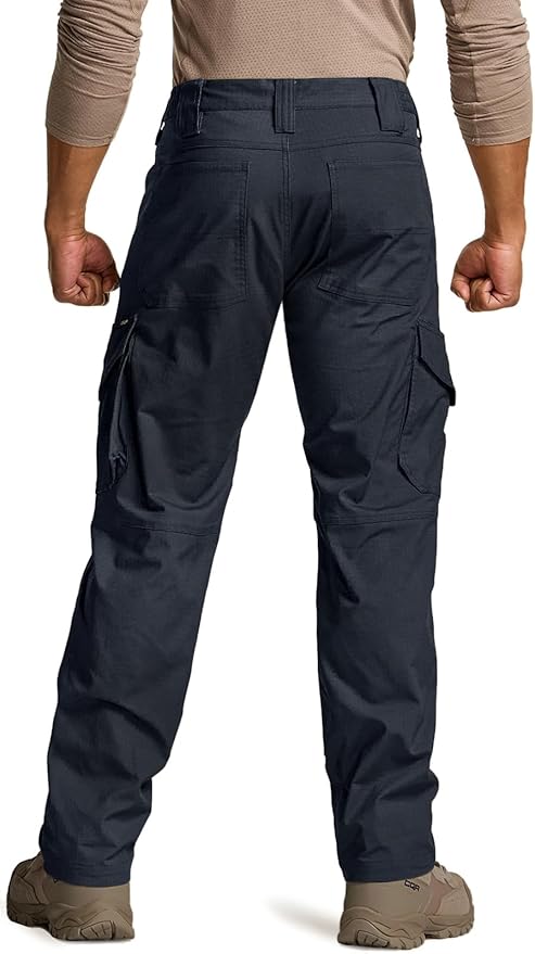 CQR Men's Flex Ripstop Tactical Pants, Water Resistant Stretch Cargo Pants, Lightweight EDC Hiking Work Pants