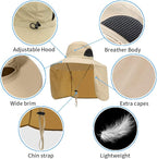 Sun Blocker Hats Outdoor Sun Protection Fishing Cap with Neck Flap Large Brim Outdoor Hat
