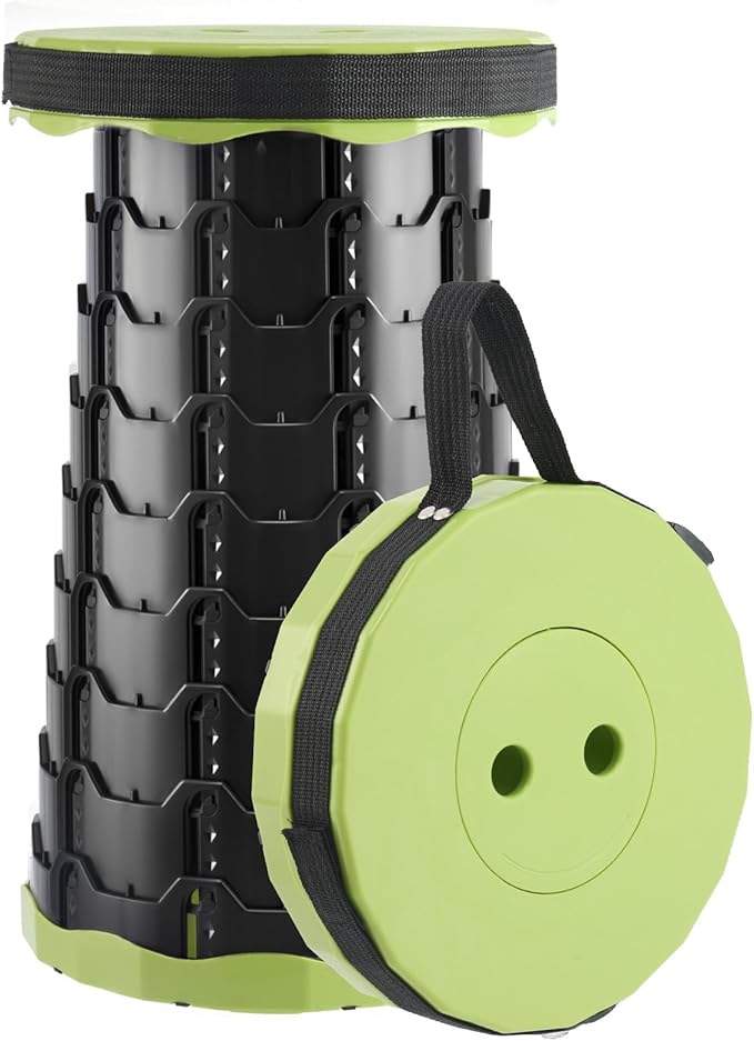 Upgraded Foldable Stool Thickened, Portable Collapsible Stool Retractable Stool for Fishing, Hiking Tours, BBQ, Parties, Outdoor Activities (Olive Green)